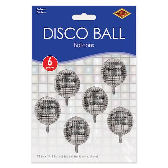 Beistle 14.5" x 13" Disco Ball Balloons, 6ct.